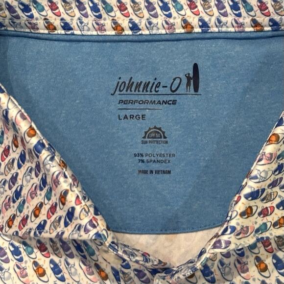 Johnnie O Polo Shirt Men's Large Foxtrot Golf Shoe Print Ohio Eagle C.C. Logo - Picture 2 of 9